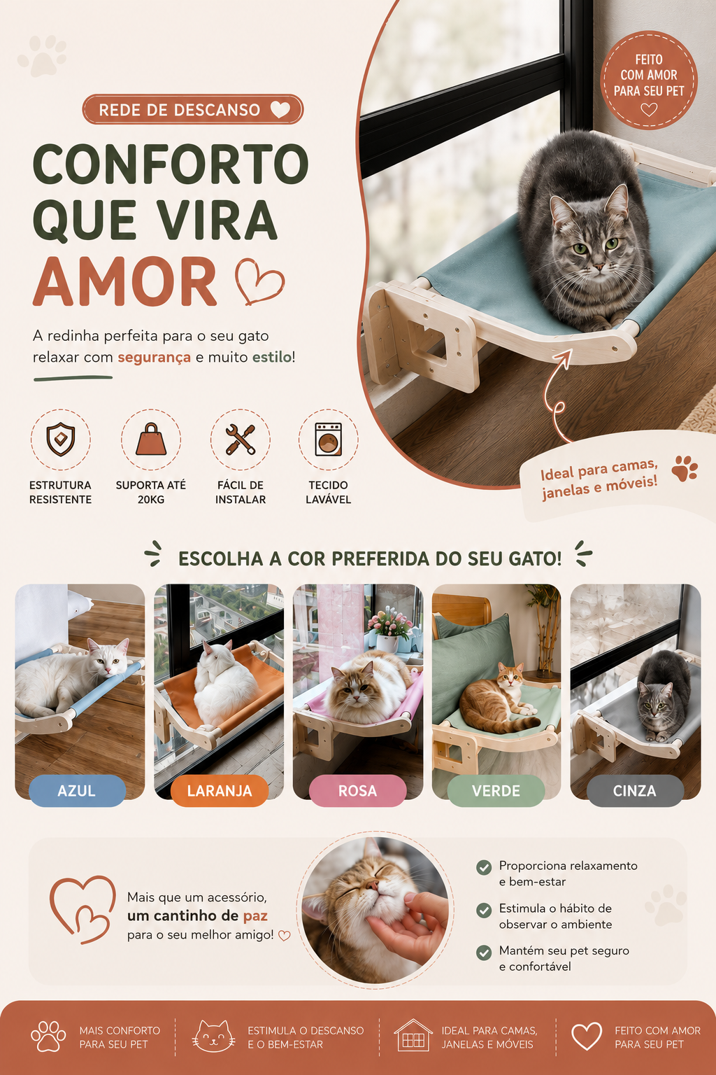 🐾 Caminha Suspensa para Móveis – Seu Pet Sempre ao Seu Lado
